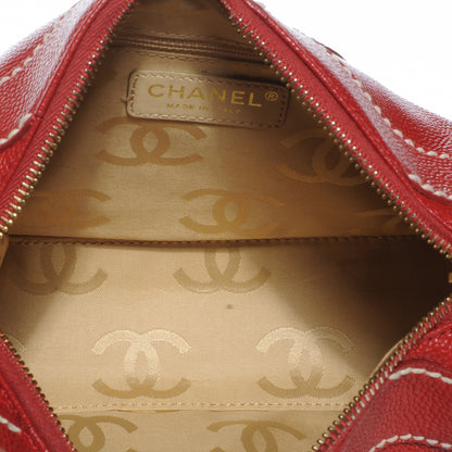 Chanel Caviar CC Stitched Small Hobo Red 5 of 7