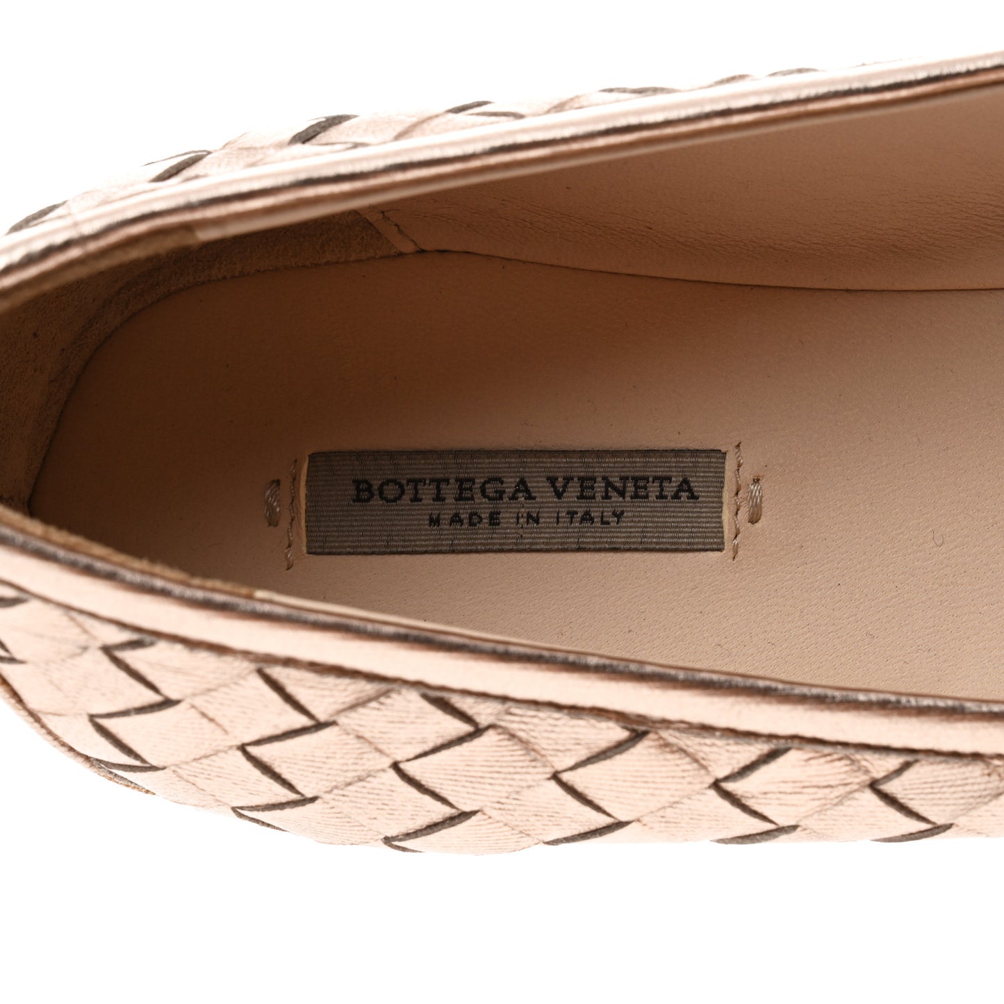 Metallic Grosgrain Intrecciato Flats 37 Rose Gold