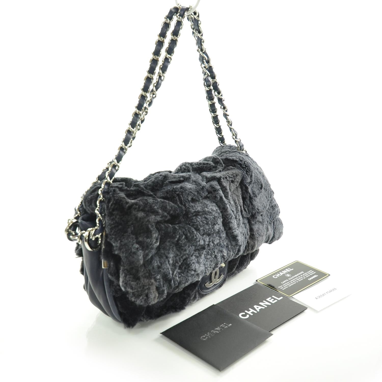 Chanel Lapin Rabbit Fur Flap Blue 3 of 10
