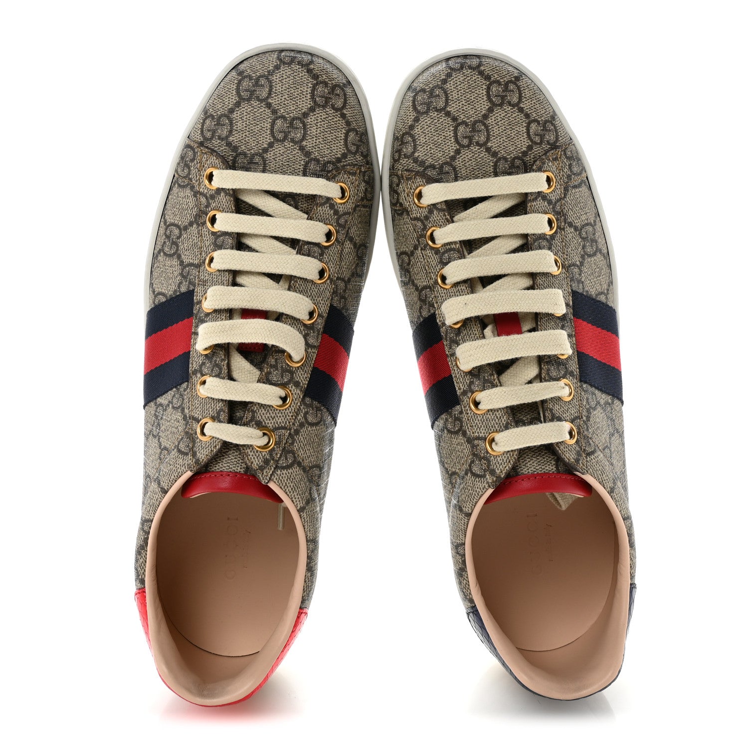 Gucci GG Supreme Monogram Ayers Web Womens Ace Sneakers 40 Beige 2 of 9