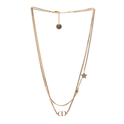 Christian Dior Metal Crystal Petit CD Double Necklace Gold 3 of 4