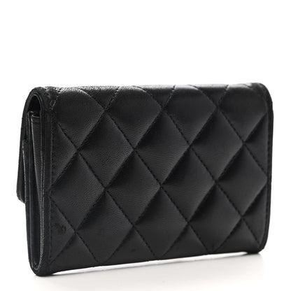 Chanel Lambskin Quilted Flap Card Holder Wallet Black 3 of 14