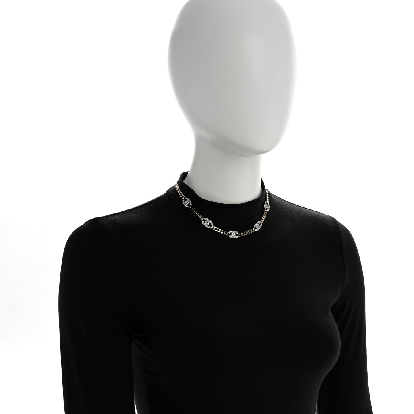 Crystal Chain CC Link Choker Gold Silver