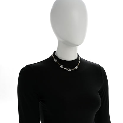 Chanel Crystal Chain CC Link Choker Gold Silver 2 of 6
