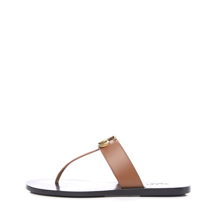 Gucci Calfskin GG Marmont Thong Sandals 35.5 Cognac 1 of 8