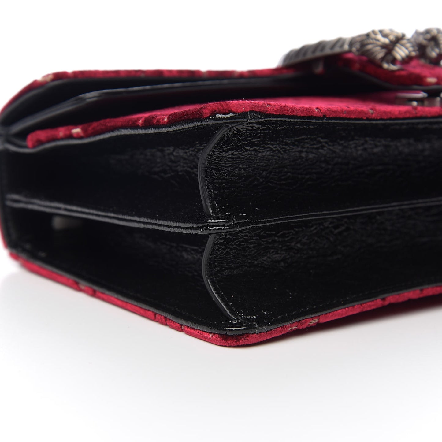 Velvet Skipper GG Monogram Small Dionysus Shoulder Bag Red Cipria Black