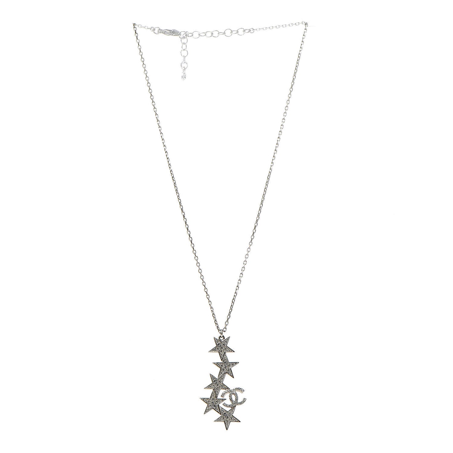 Crystal Star CC Pendant Necklace Silver