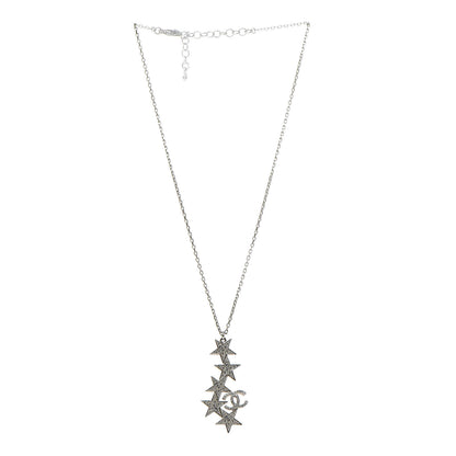Chanel Crystal Star CC Pendant Necklace Silver 3 of 5