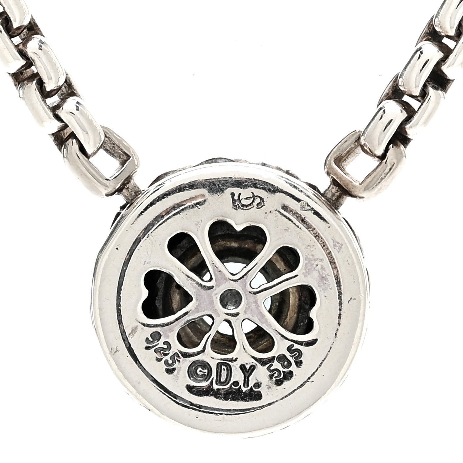 David Yurman Sterling Silver 14K Yellow Gold Blue Topaz 12mm Cookie Pendant Necklace 4 of 4