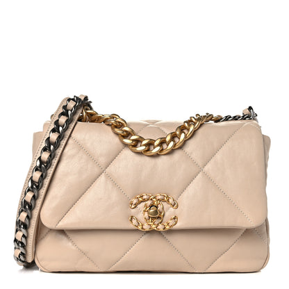 Chanel Goatskin Quilted Medium Chanel 19 Flap Beige 1 of 9