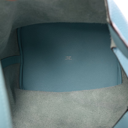 Hermes Taurillon Clemence Picotin 26 GM Bleu Atoll 4 of 7