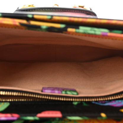 Gucci X KEN SCOTT New Shangai Calfskin Jenny Floral Print Horsebit 1955 Shoulder Bag Black Pink 5 of 9