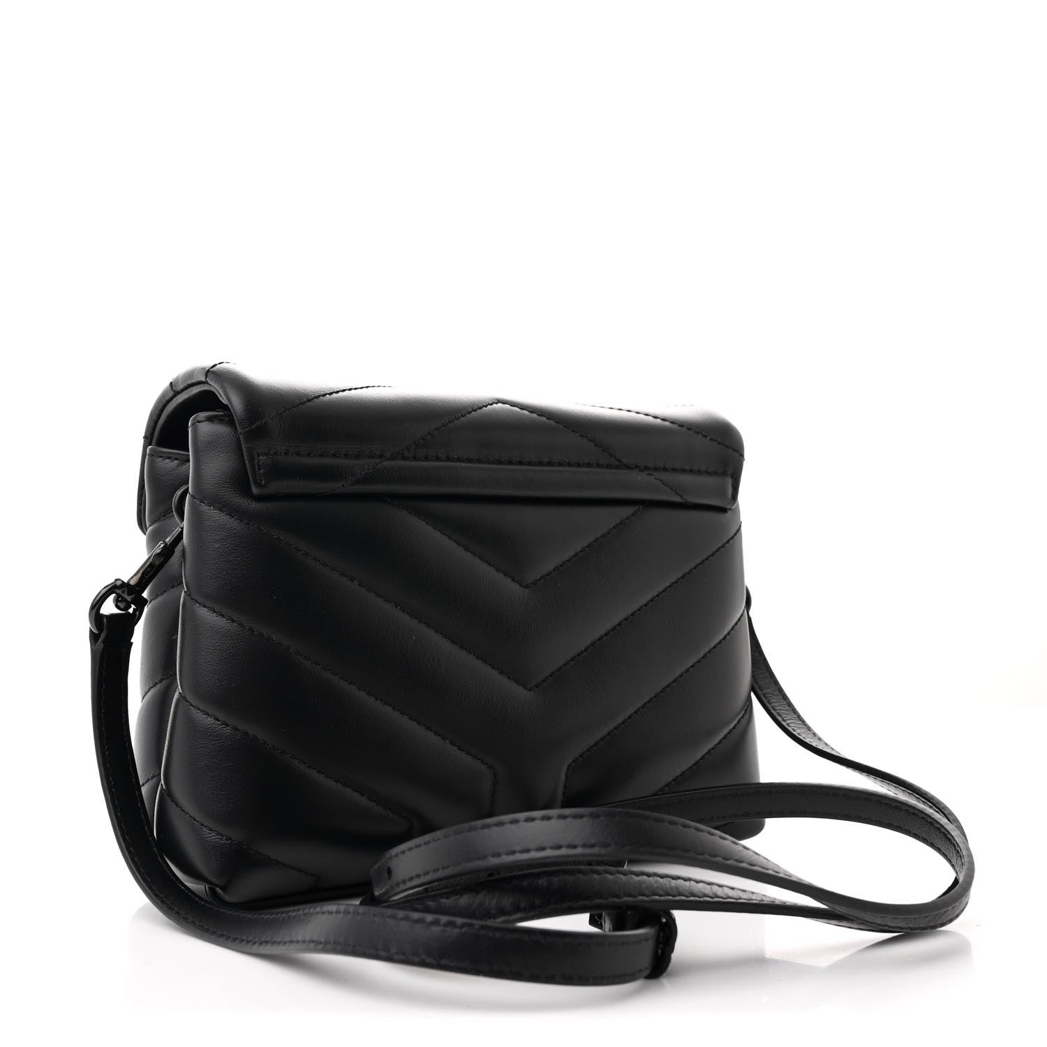 Saint Laurent Calfskin Y Quilted Monogram Monochrome Toy Loulou Crossbody Bag Black 3 of 11