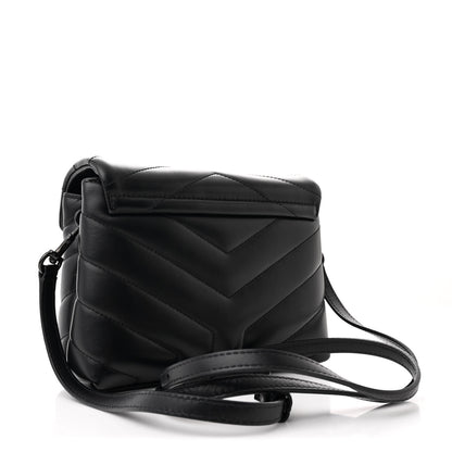 Saint Laurent Calfskin Y Quilted Monogram Monochrome Toy Loulou Crossbody Bag Black 3 of 11