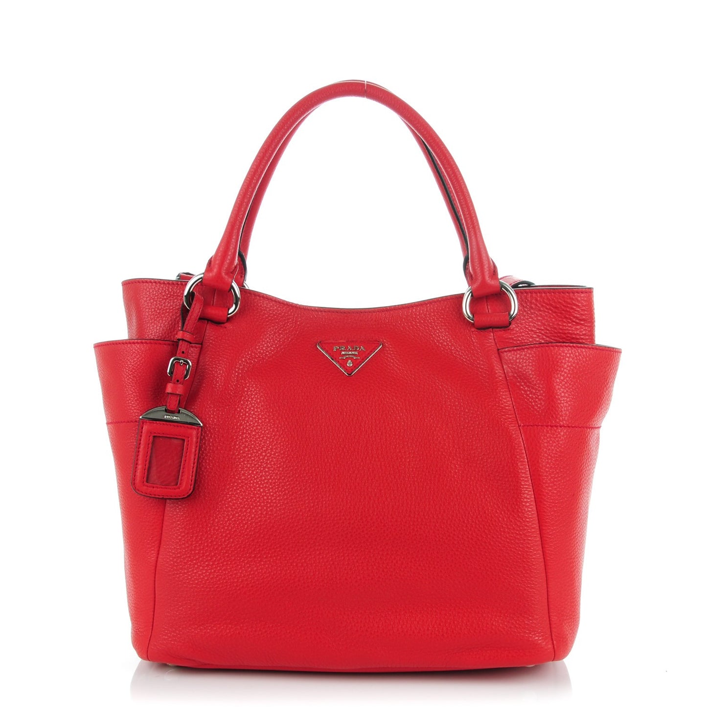 Vitello Daino Side Pocket Tote Rosso