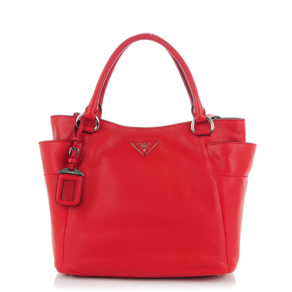 Prada Vitello Daino Side Pocket Tote Rosso 1 of 8