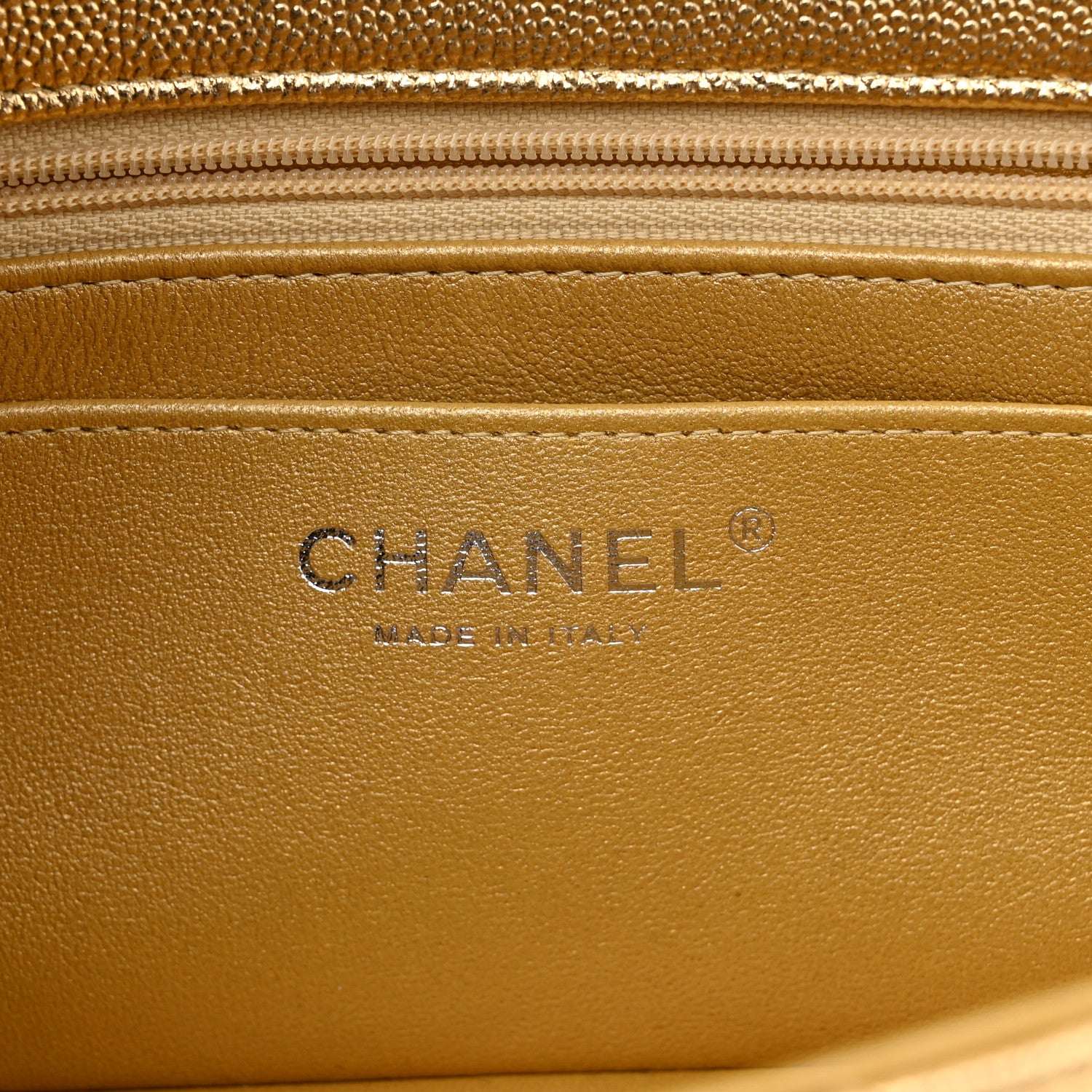 Chanel Metallic Caviar Quilted Top Handle East West Flap Gold 6 of 12