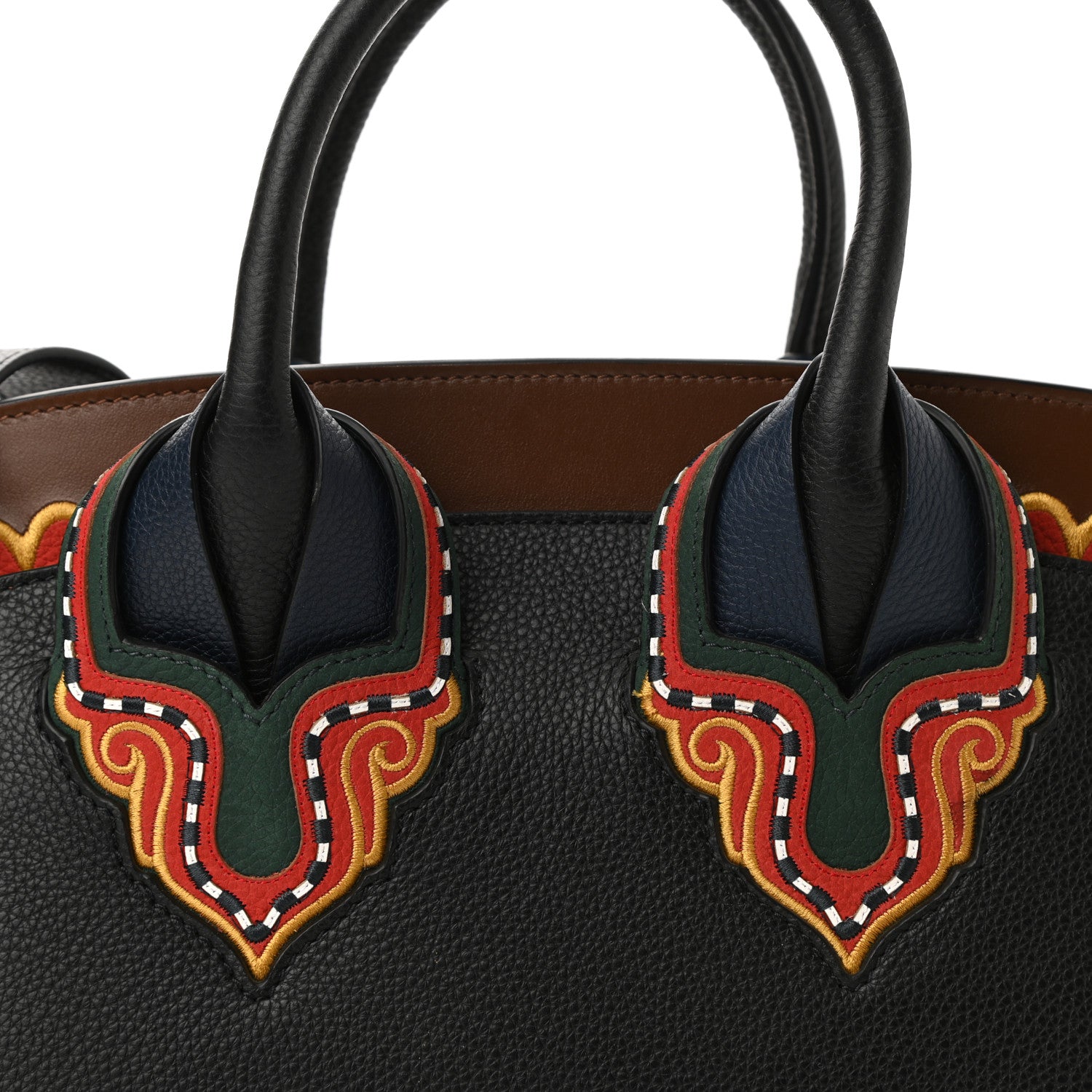 Christian Louboutin Grained Calfskin Embroidered Small Eloise Tote Black Multicolor 8 of 12
