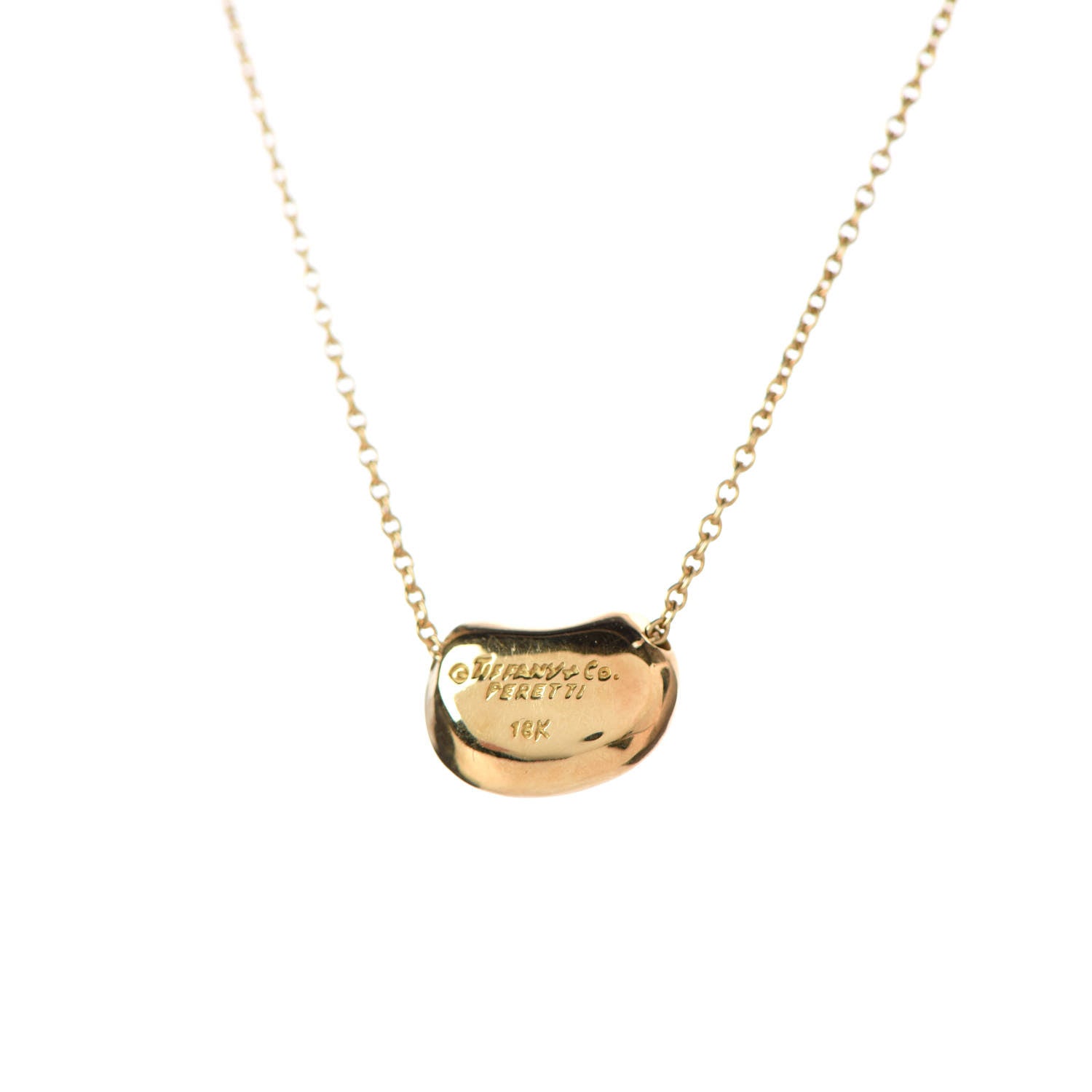 Tiffany 18K Yellow Gold 9mm Elsa Peretti Bean Pendant Necklace 6 of 6
