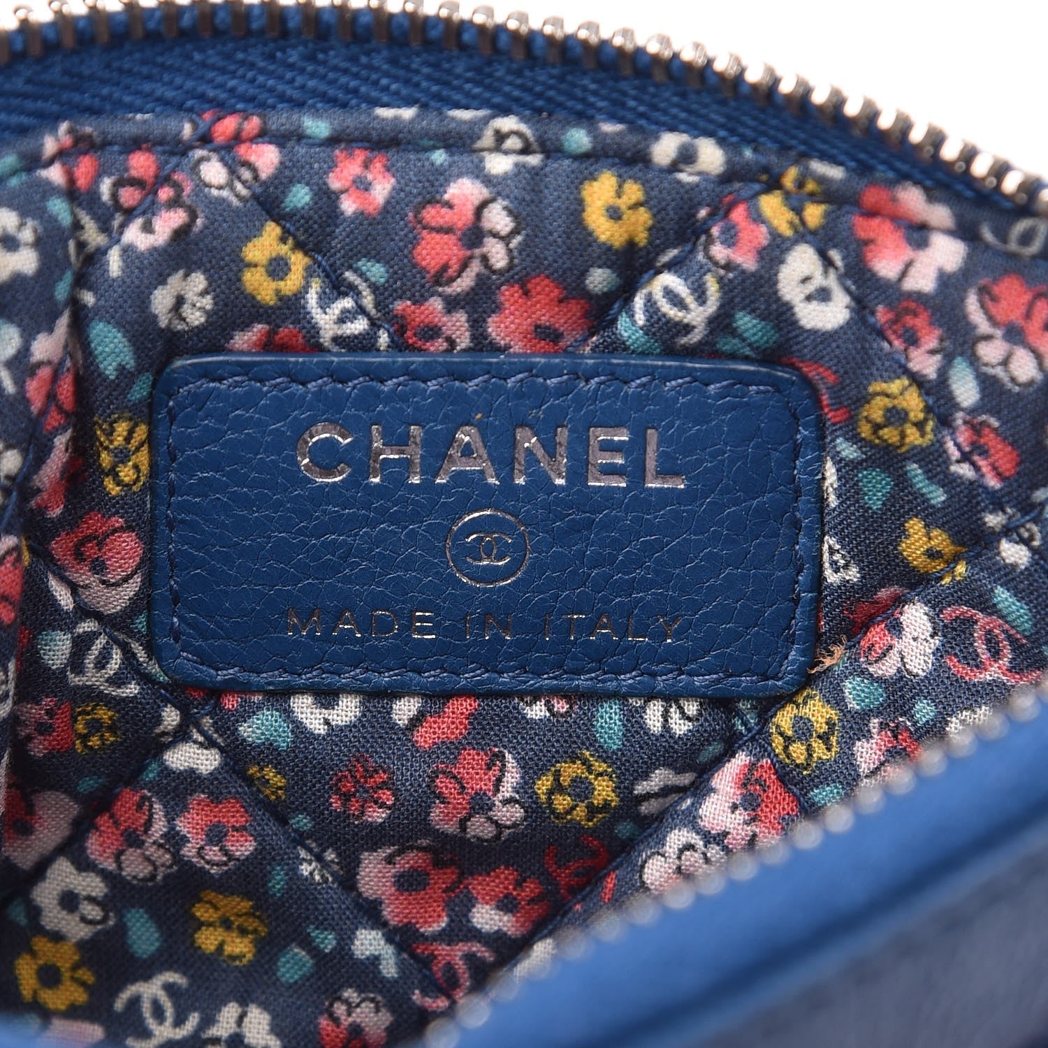 Chanel Goatskin Small CC Clover Cosmetic Case Blue 6 of 7