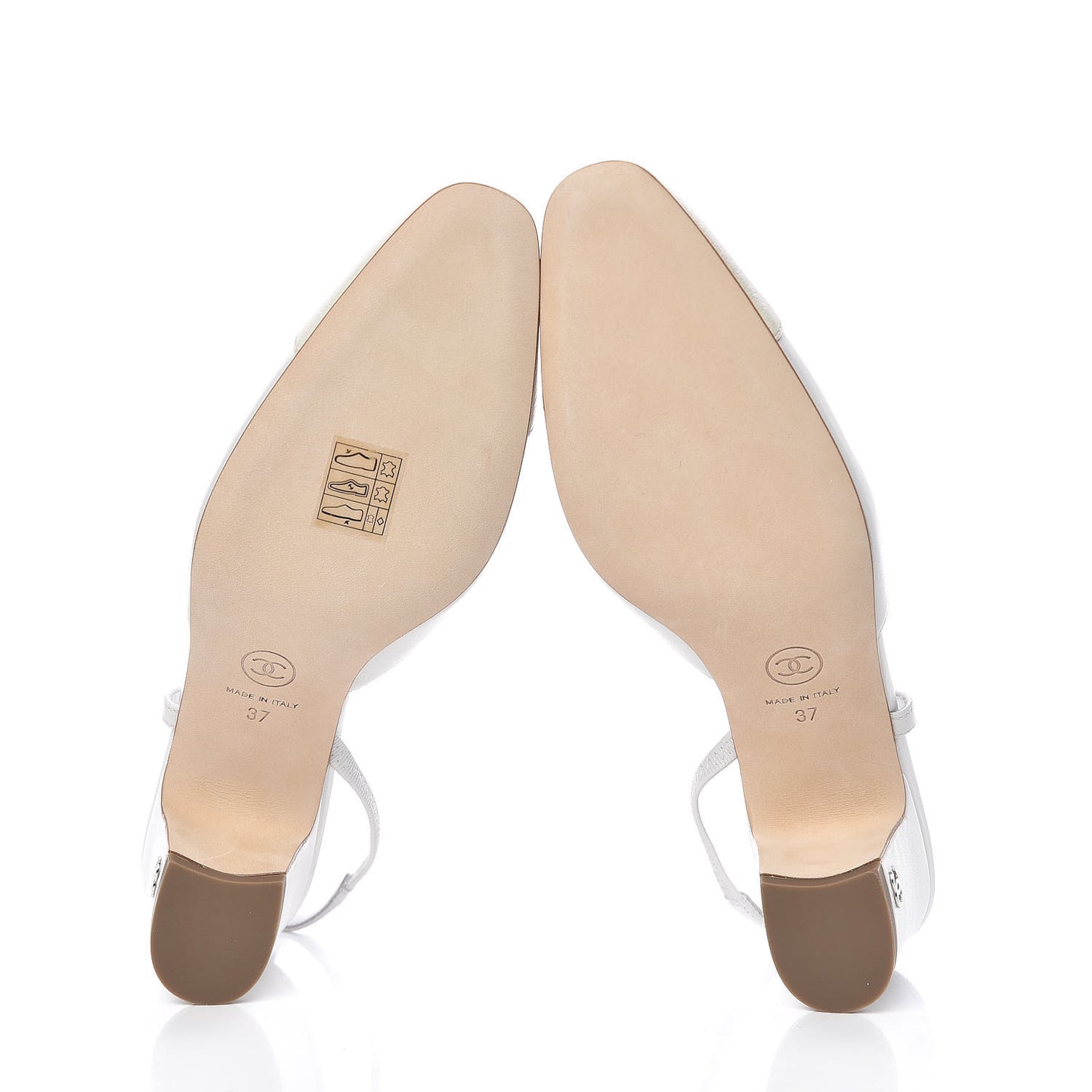 Lambskin Goatskin Cap Toe CC Slingback Sandals 37 White