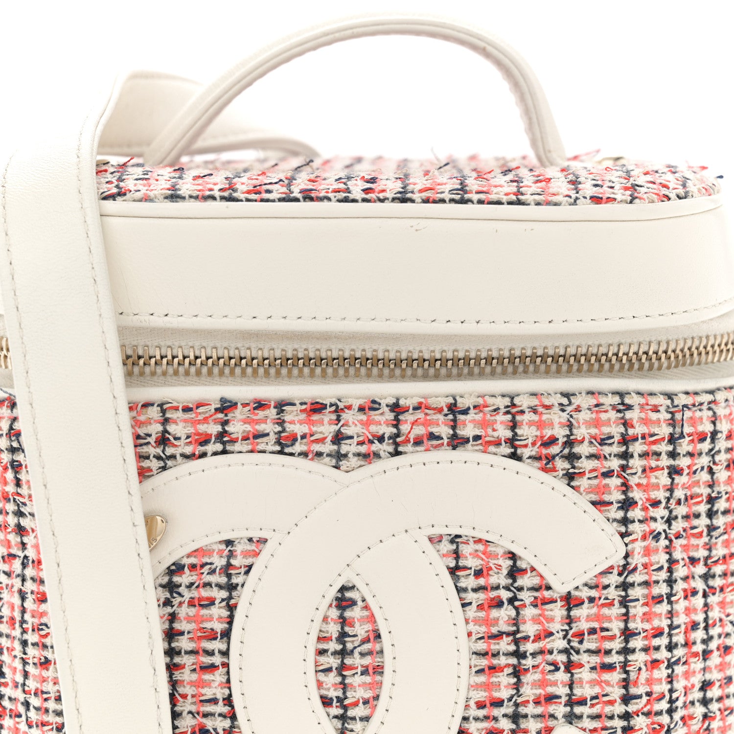 Chanel Tweed Lambskin Timeless Vanity Cosmetic Case White 8 of 12