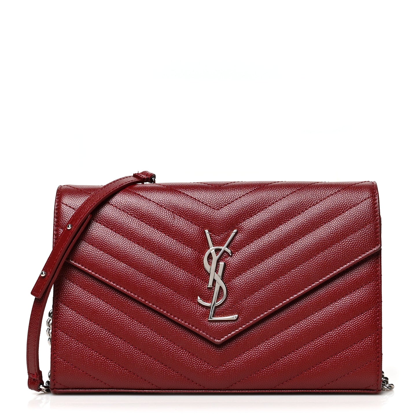 Grain De Poudre Matelasse Chevron Monogram Chain Wallet Palissandre