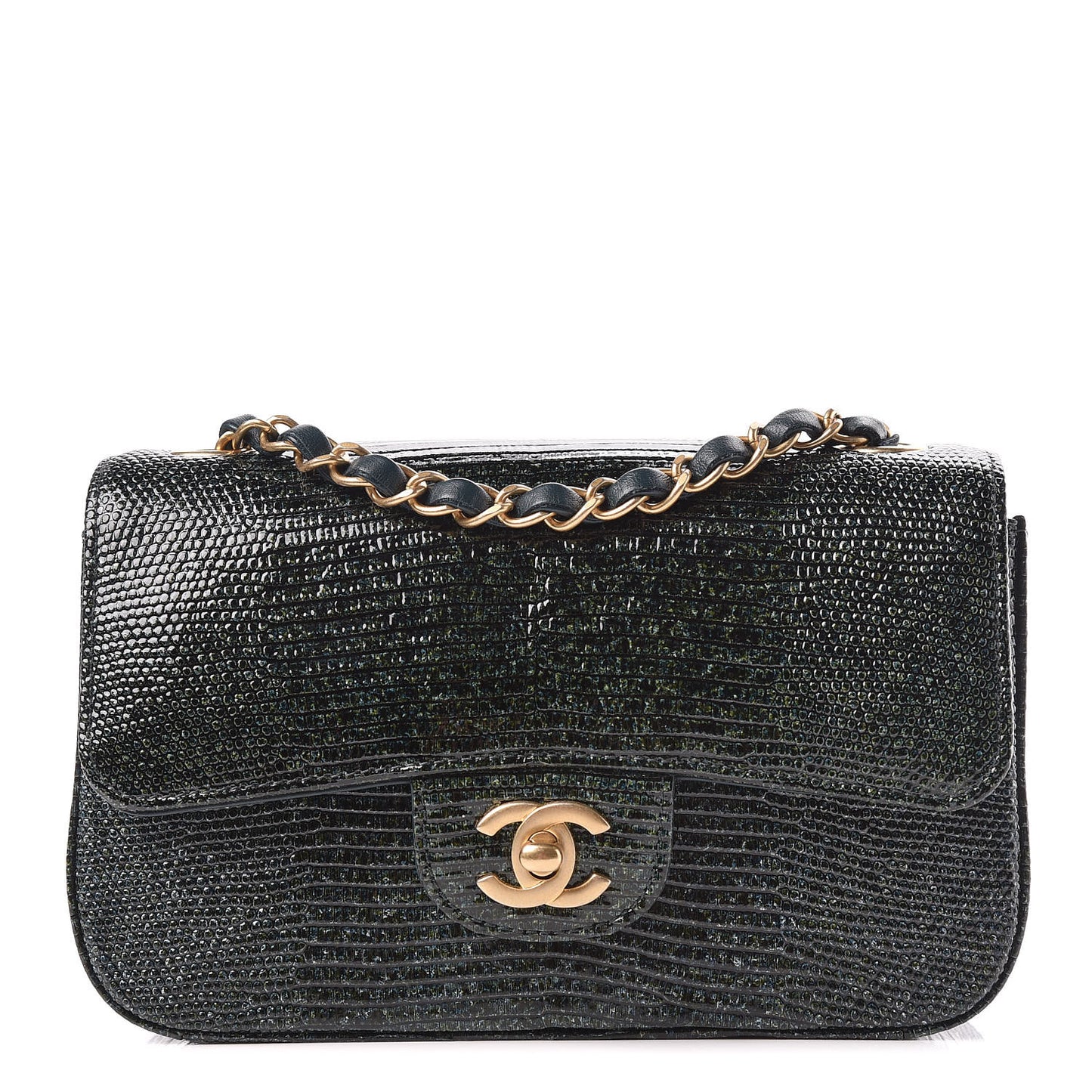 Lizard Mini Rectangular Flap Dark Green