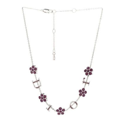 Christian Dior Crystal Flower Choker Necklace Silver Purple 3 of 7