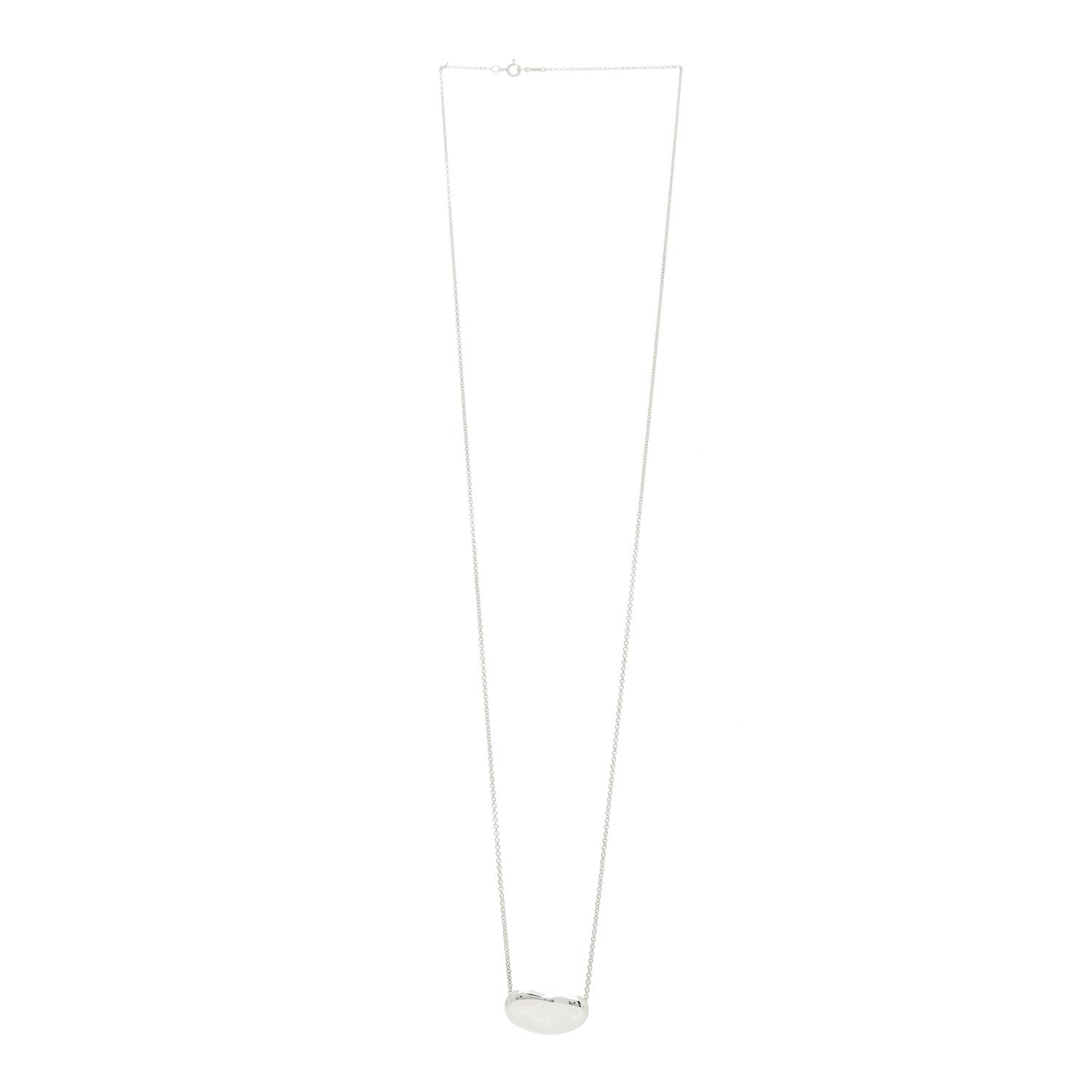 Tiffany Sterling Silver 25mm Elsa Peretti Bean Pendant Necklace 3 of 5