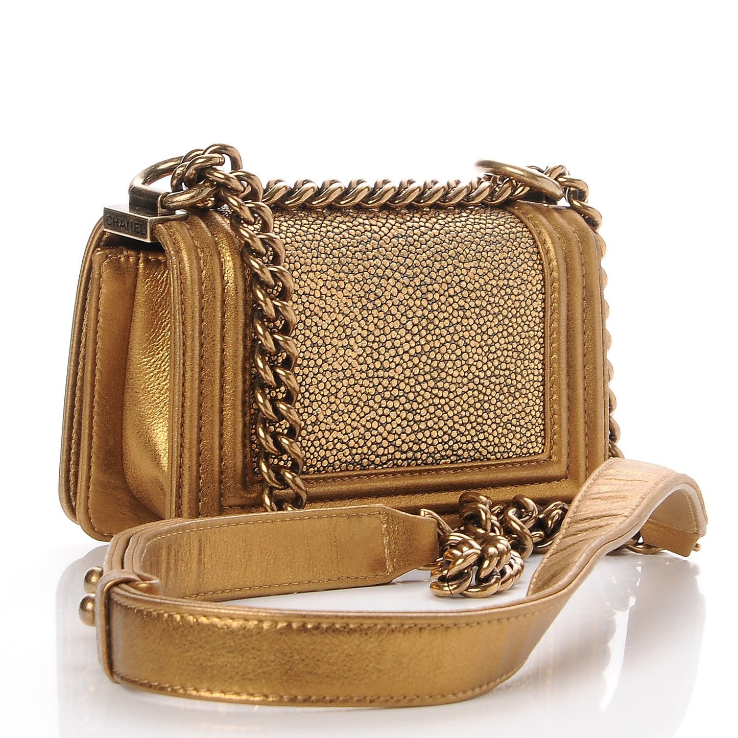 Galuchat Stingray Mini Boy Flap Gold