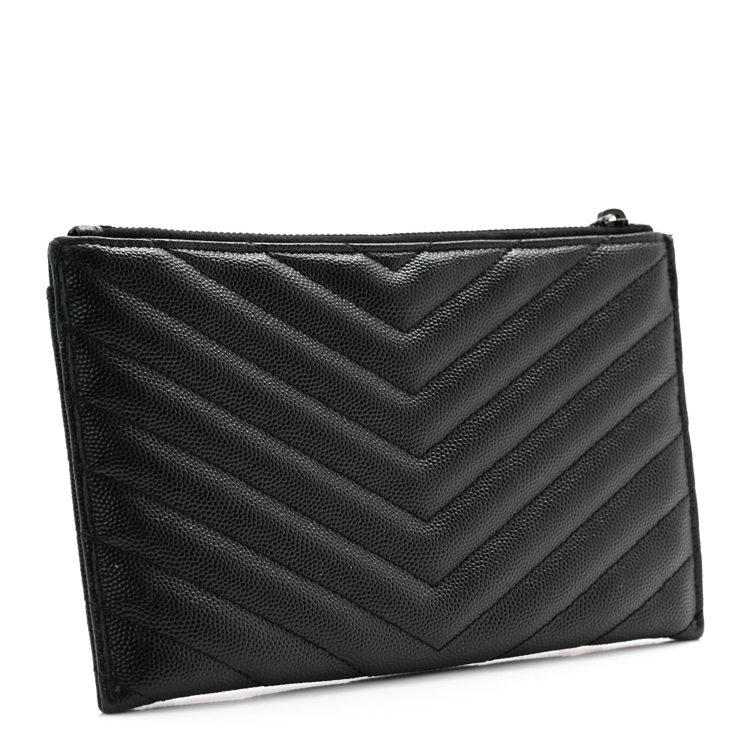 Saint Laurent Monogram Grain de Poudre 5 Fragments Zip Pouch Card Holder Black 3 of 11