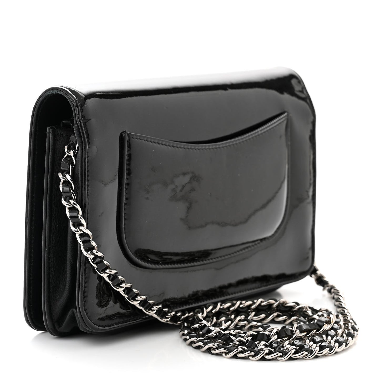 Patent Strass Wallet On Chain WOC Black