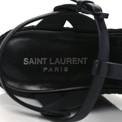 Saint Laurent Calfskin Tribute 95 Platform Espadrille Wedge Sandals 38.5 Black 6 of 8