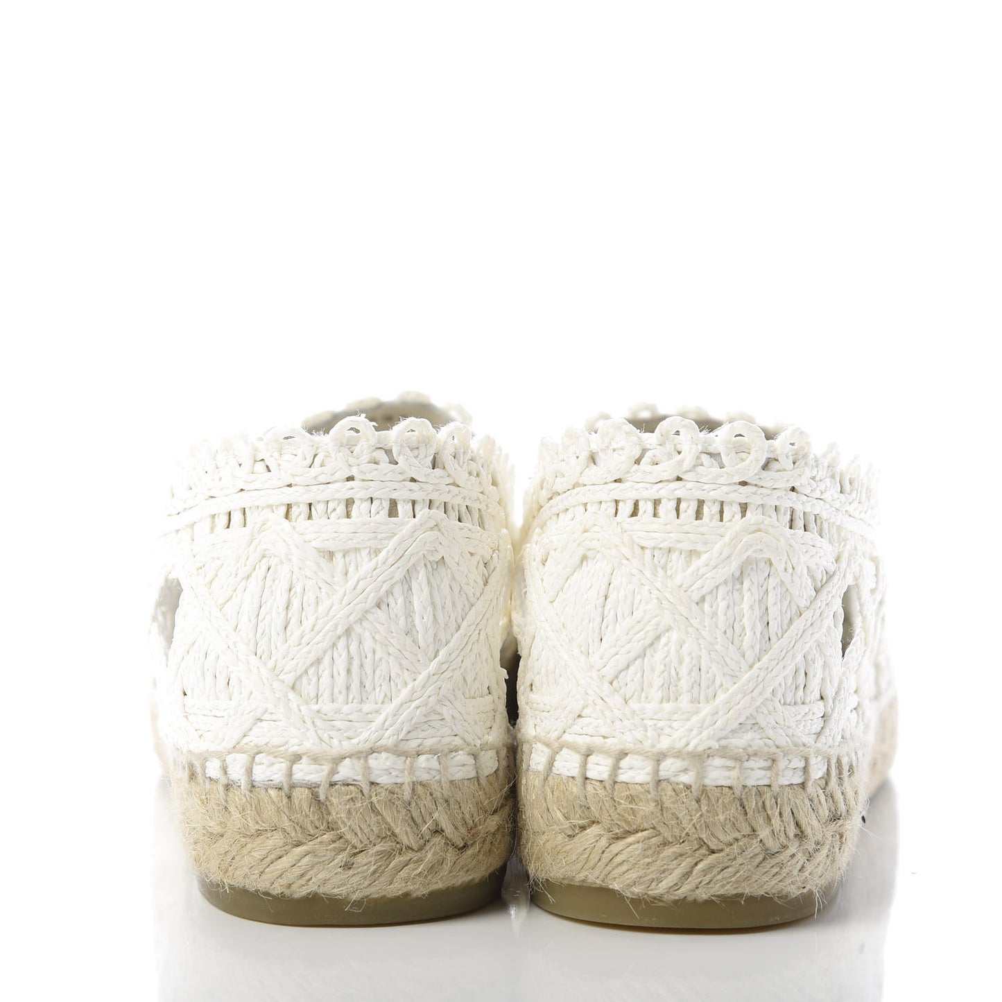 Woven Fabric Grosgrain CC Espadrilles 41 White Black