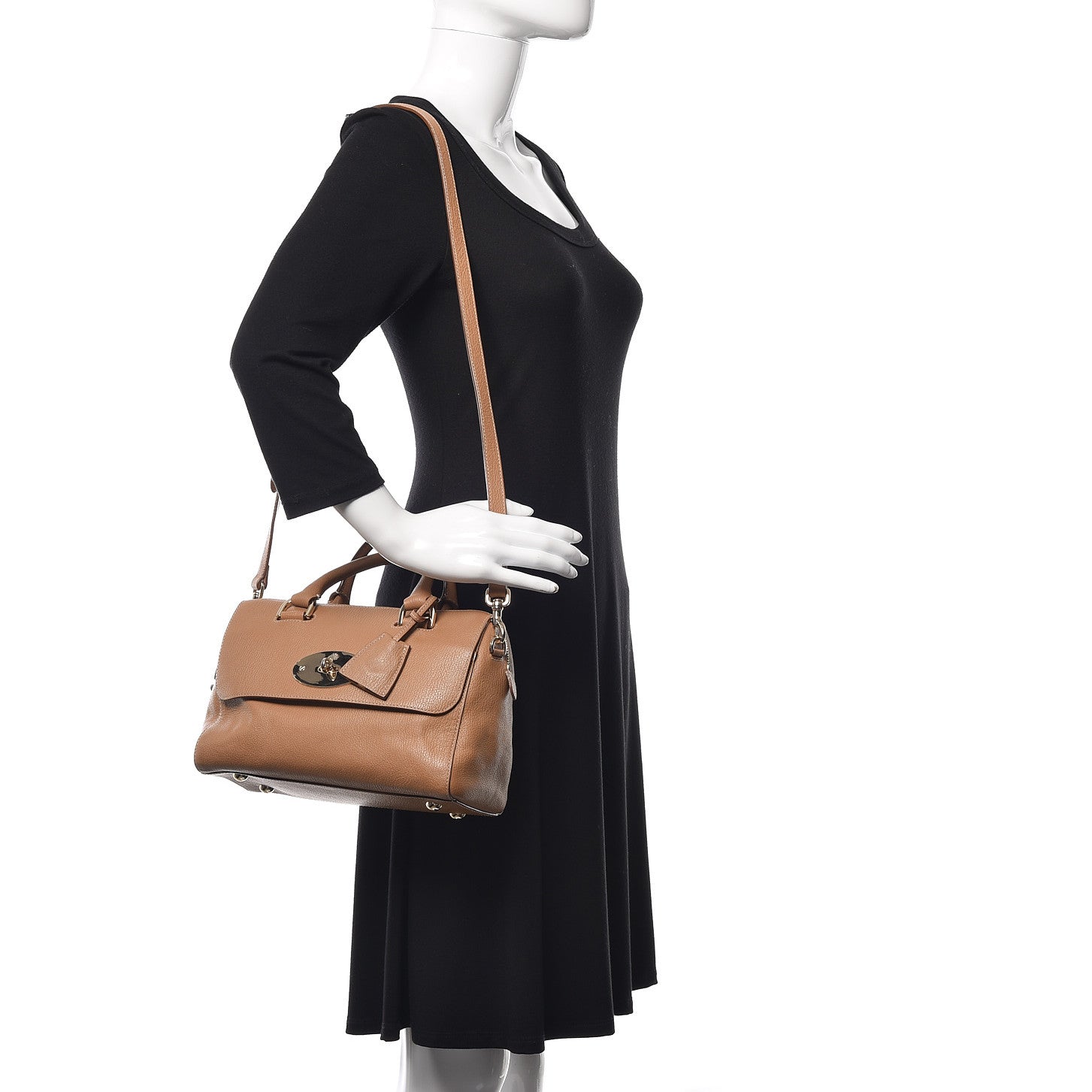 Mulberry Glossy Goatskin Small Del Rey Satchel Fudge 2 of 9