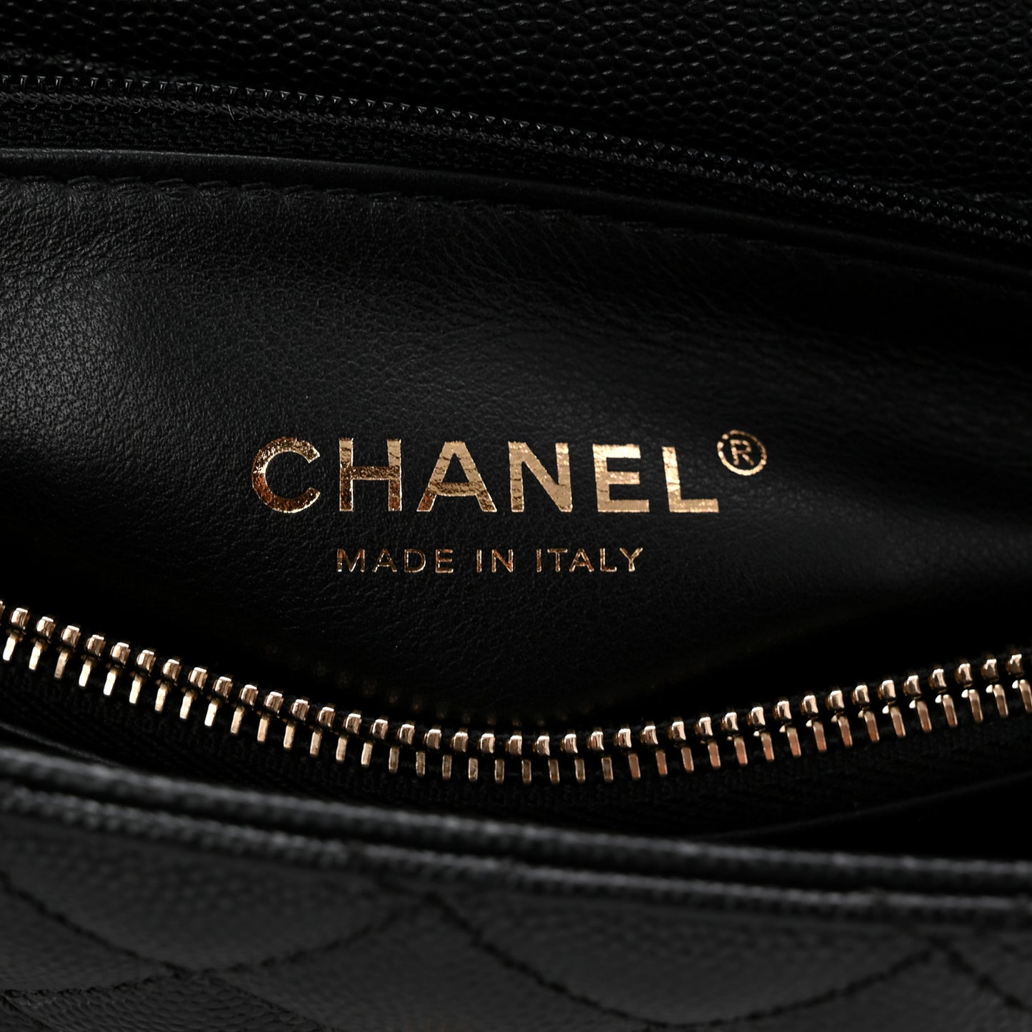 Caviar Lizard Embossed Quilted Small Coco Handle Flap Black