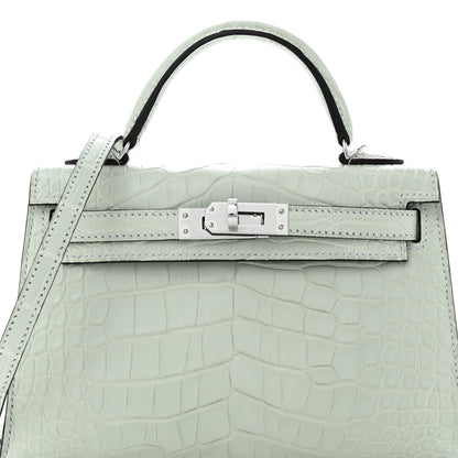 Hermes Matte Alligator Mini Kelly Sellier 20 Gris Neve 8 of 11