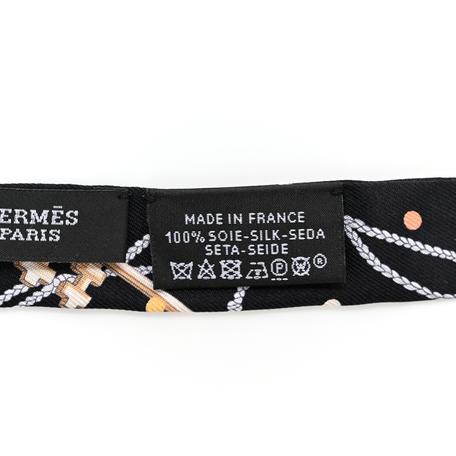 Hermes Silk Les Cles A Pois Doll Twilly Black Beige Rose 3 of 3