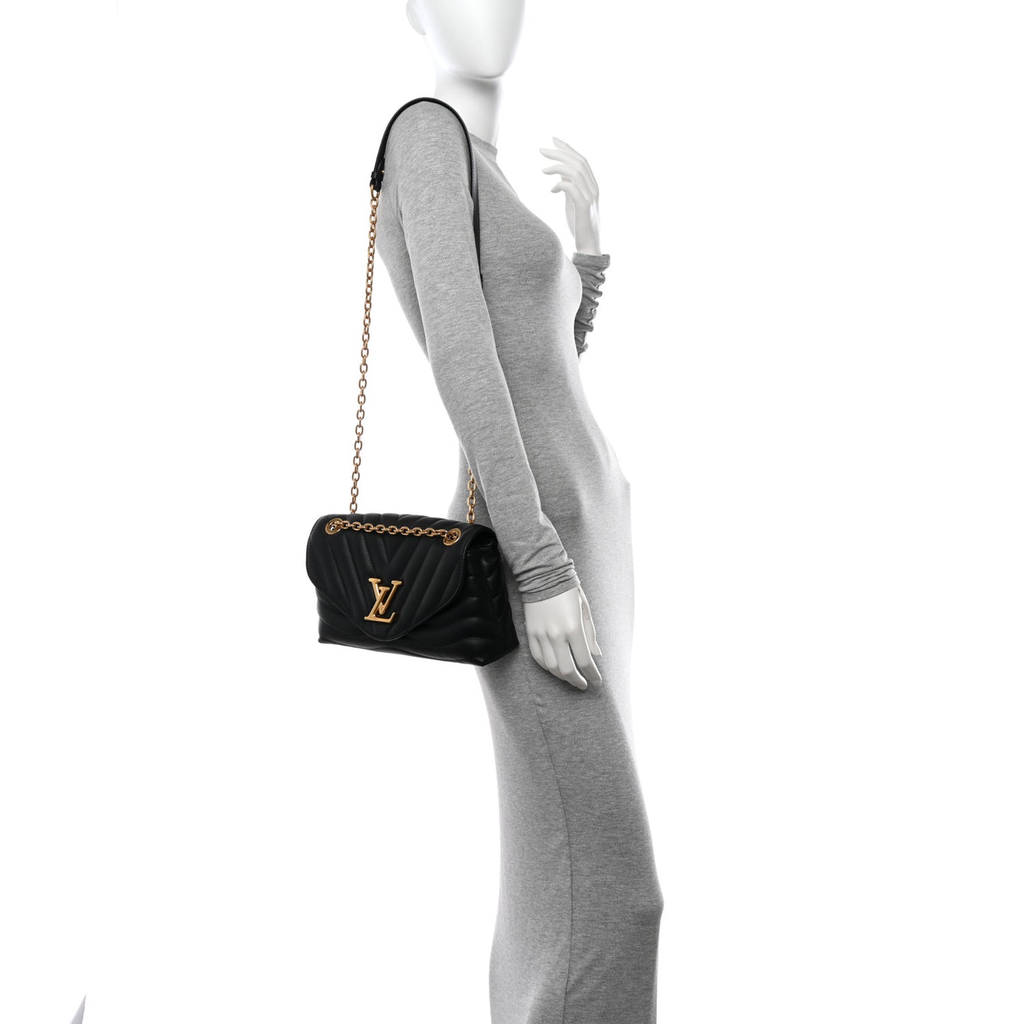 Calfskin LV New Wave Chain Bag Black