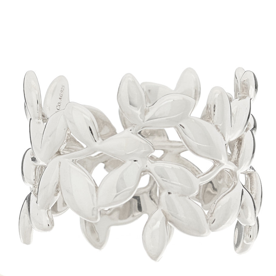 Sterling Silver Wide Paloma Picasso Olive Leaf Band Ring 56 7.5