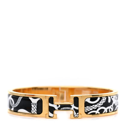 Hermes Enamel Printed Panoplie Equestre Narrow Clic Clac H Bracelet PM Positif Negatif 1 of 5
