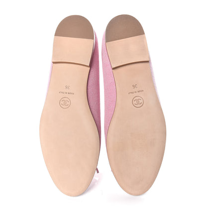 Chanel Iridescent Fabric Lambskin Cap Toe Ballerina Flats 36 Pink Light Grey 5 of 12