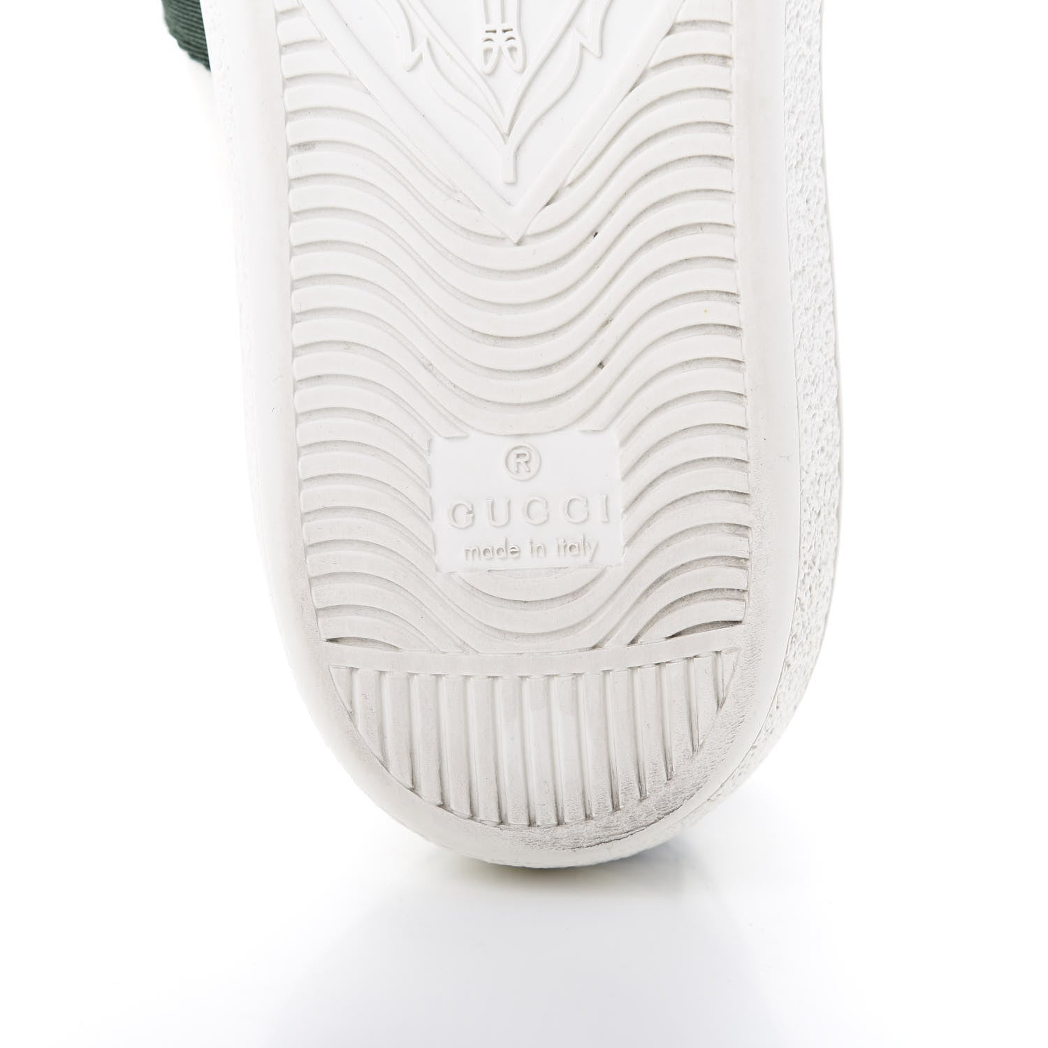 Gucci Calfskin Crocodile Web Ace Sneakers 37.5 White Green 6 of 8