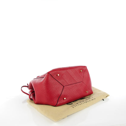 Burberry Signature Grain Calfskin Check Embossed Small The Canter Tote Military Red 4 of 9