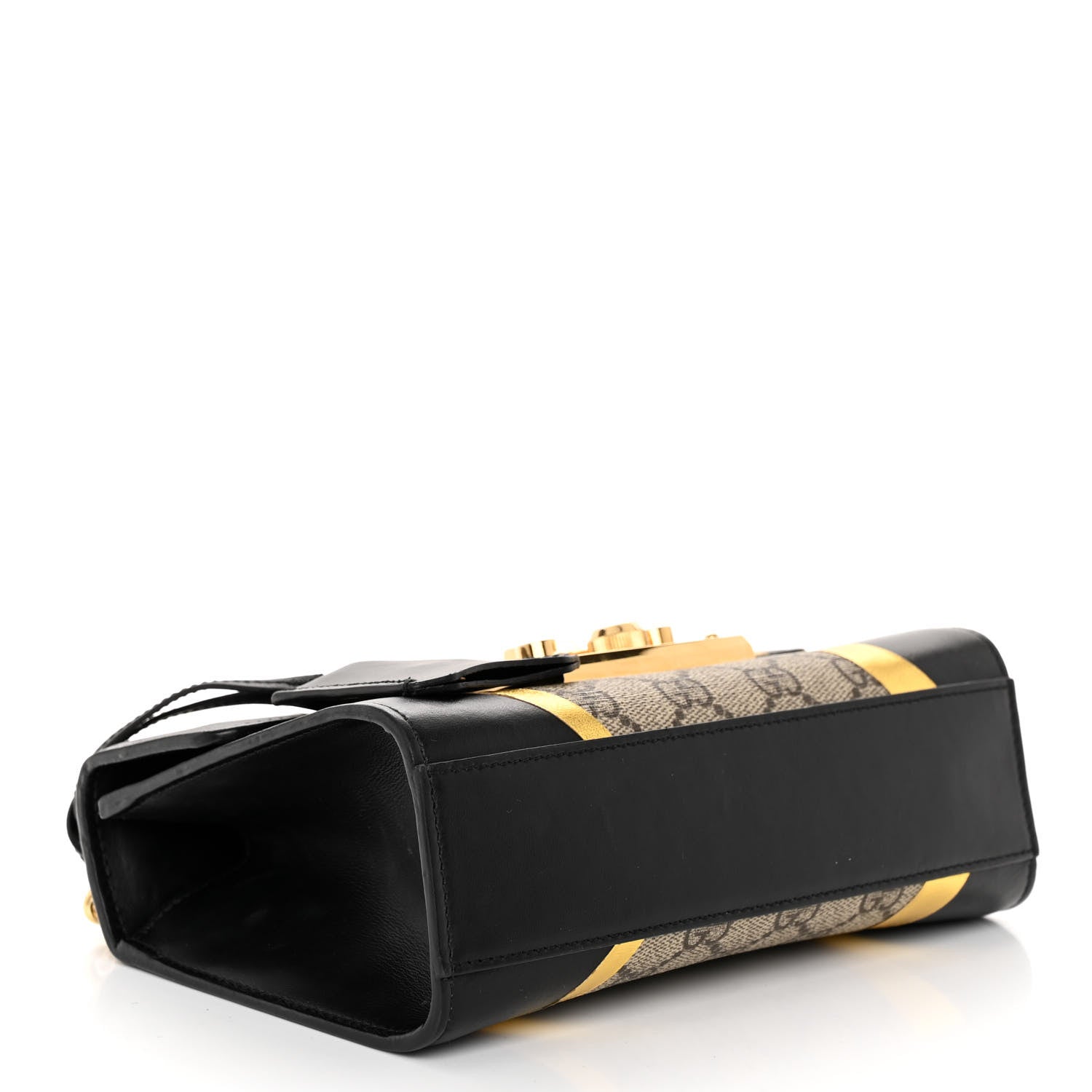 Gucci Calfskin GG Supreme Monogram Small Padlock Shoulder Bag Black Gold 4 of 11