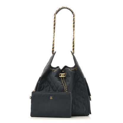 Chanel Canvas Quilted Medium Chanel 25 Handbag Dark Blue 3 of 14