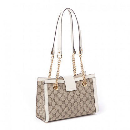 Gucci GG Supreme Monogram Moon Calfskin Small Padlock Tote Beige Ebony Mystic White 2 of 8