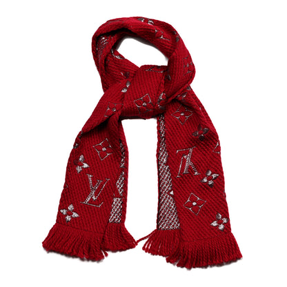 Louis Vuitton Wool Silk Logomania Shine Scarf Rubis 1 of 4