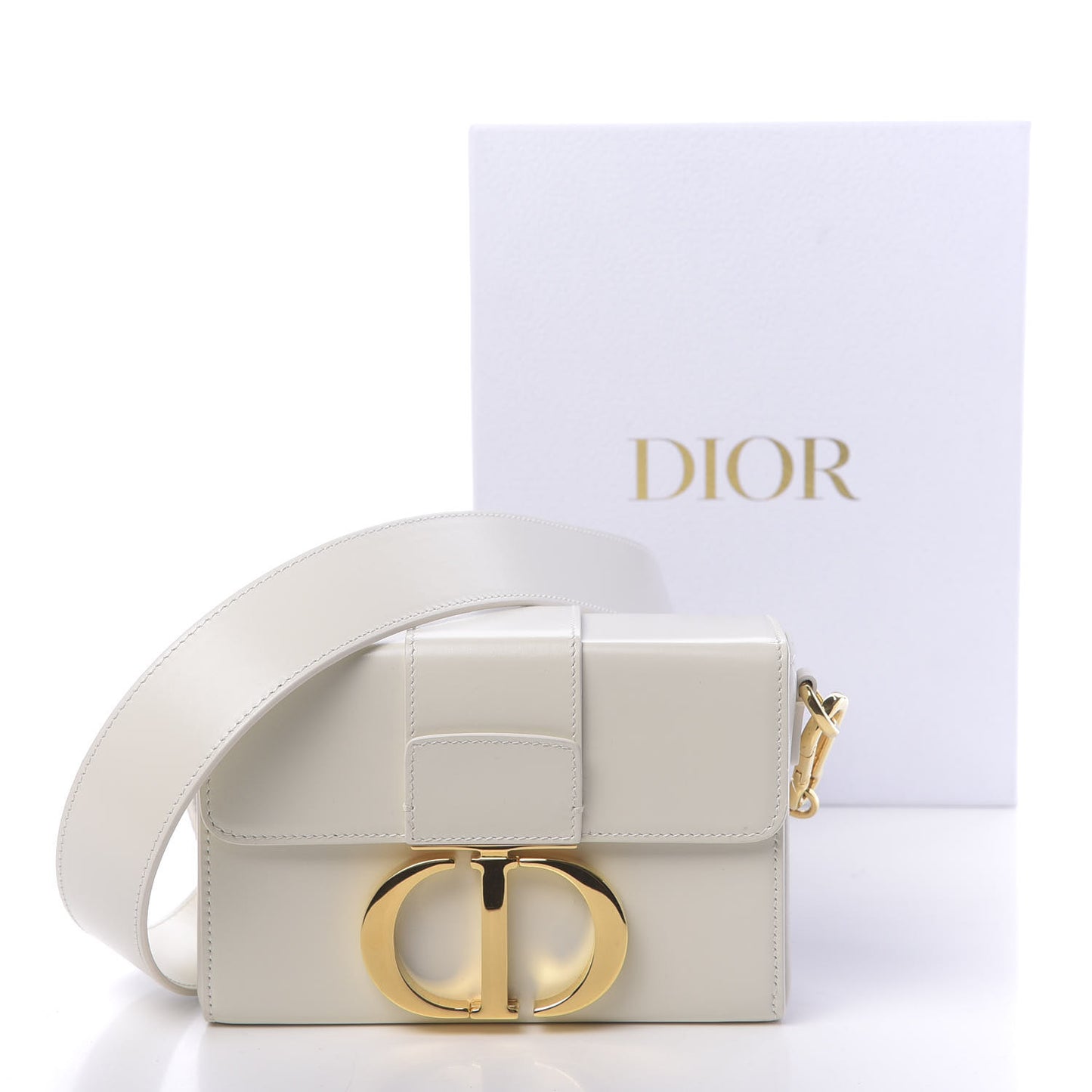 Smooth Calfskin 30 Montaigne Box Bag White